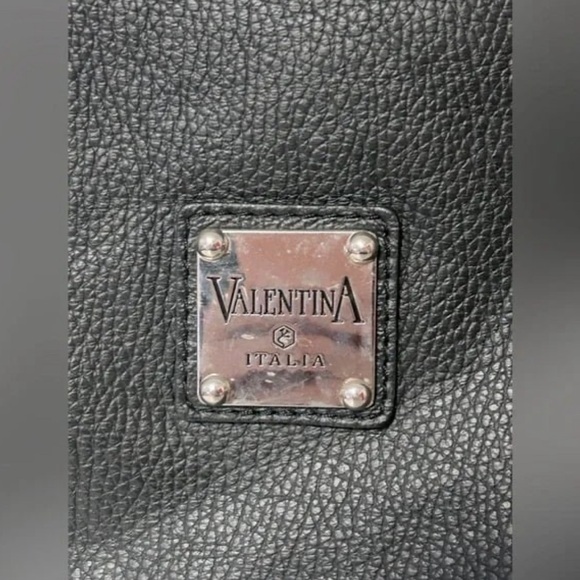 Valentina Italia Carrano Sling Backpack Black Pebbled Leather Duel Handle Bag main image 6
